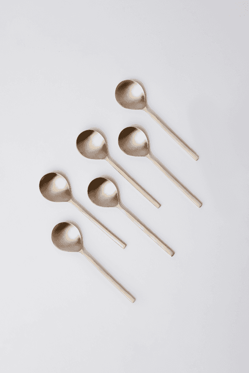 Taihi Brass Dessert Spoons Set, Champagne Gold