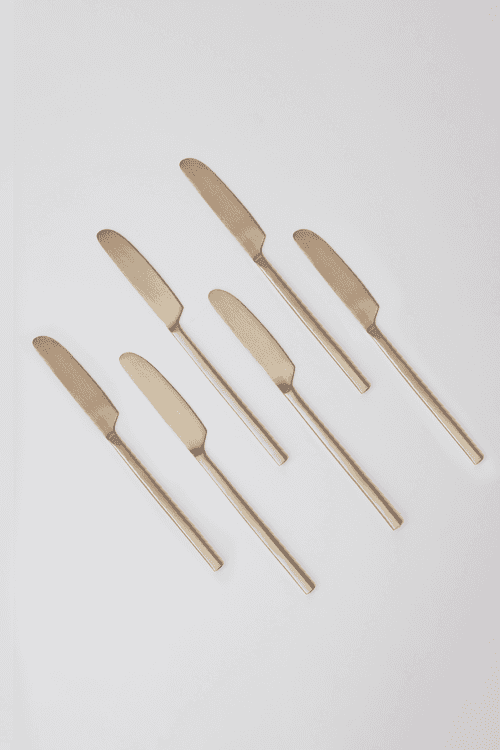 Taihi Brass Dinner Knives Set, Champagne Gold