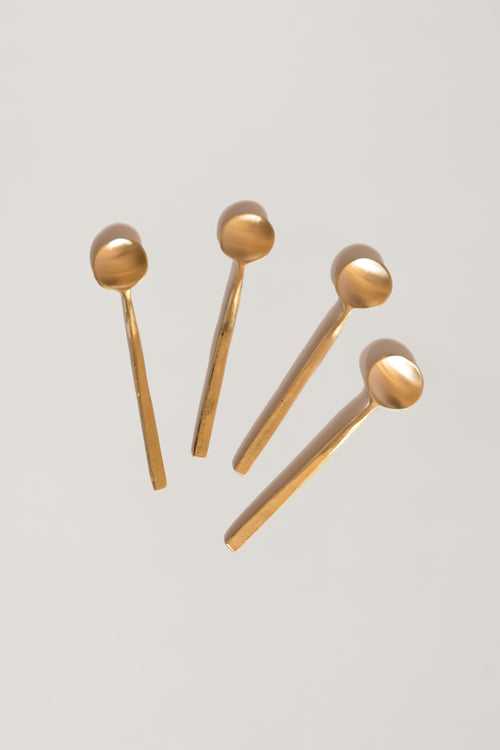 Wabi Coffee Spoons, Set of 4,  Brass