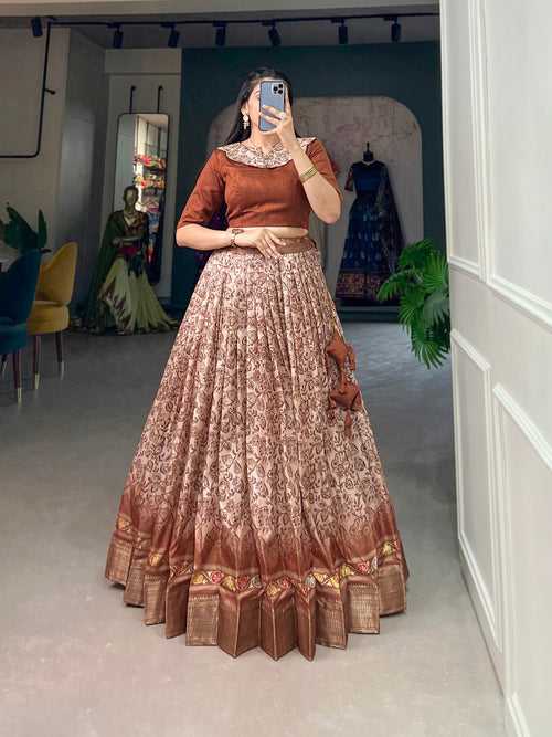 Captivating Brown Floral Co-ord Lehenga Set - Perfect for Weddings & Festive Occasions