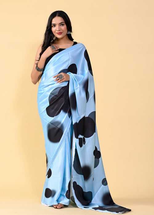 Multicolor Kalamkari Digital Printed Heavy Satin Silk Saree with Silk Blouse