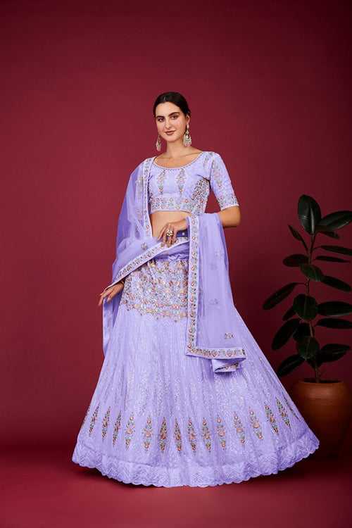 Designer Purple Lehenga Choli with Thread Work