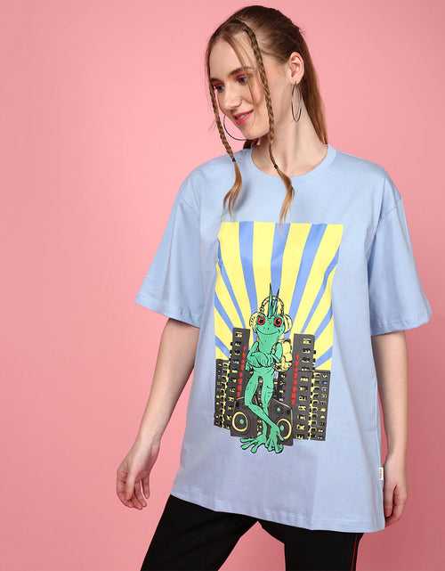 Blue Frog Oversized Chest Graphic Printed Tshirt