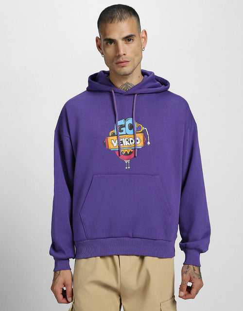 Doodle Lilac Oversized Chest Graphic Printed Hoodie