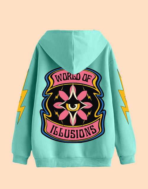 World of Illusion Green Back Graphic Printed Hoodie