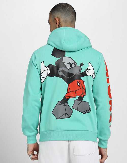 Mickey Magic: Men's Green Hoodie with Playful Graphic