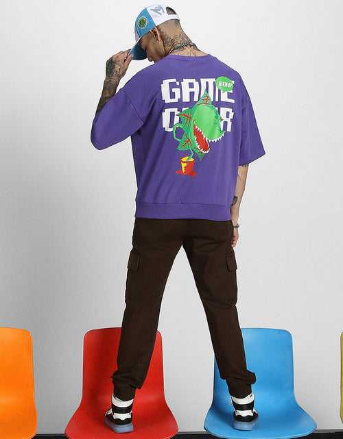Purple Game Over Back Typographic Printed Sweatshirt