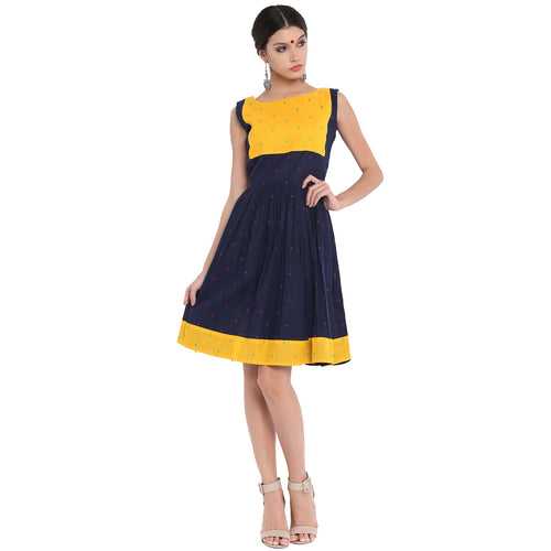 Dual color sleeveless handloom dress | Rescue
