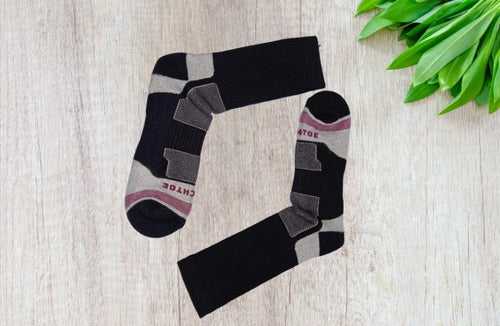 Floral Dress Calf Socks - White Black