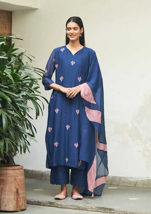 Indigo Floral Kurta Set