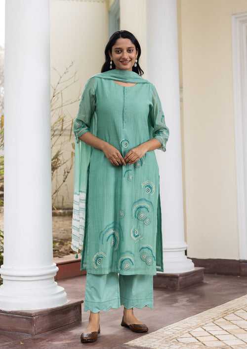 Mint Embroidered Kurta Set