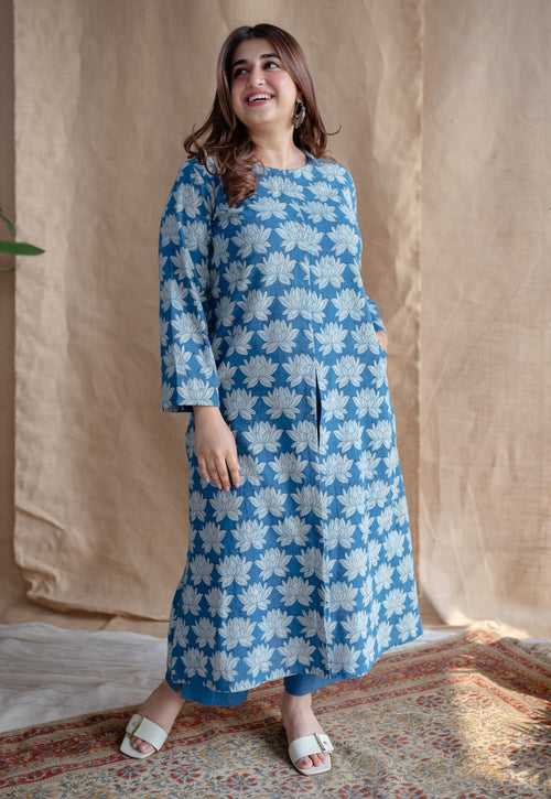 Zyra Dabu Slub Cotton Kurta