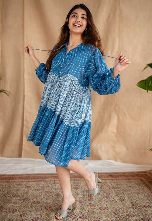 Yuvani Batik Natural Dyed MulMul Cotton Dress