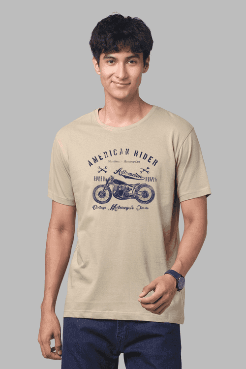 ADRO Men's American Rider Biker Printed Cotton T-Shirt