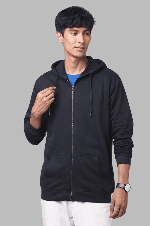 ADRO Men's Solid Cotton Zipper Hoodies