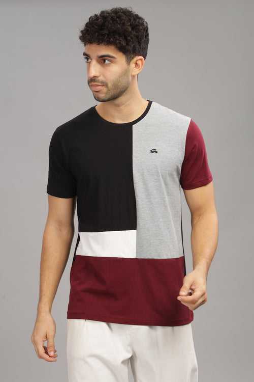 Adro Mens Colourblocked Cotton T-Shirt