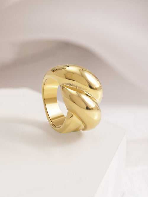 18KT Gold Plated Stainles Steel  Tarnish Free Waterproof Demi-Fine Finger Ring