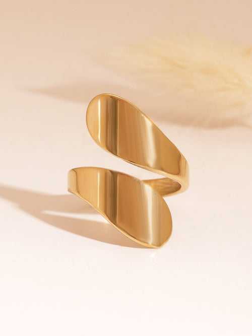 Rubans Voguish Stainless Steel 18 KT Gold Plated , Waterproof, tarnish-free , Cherry Leaf Statement Ring