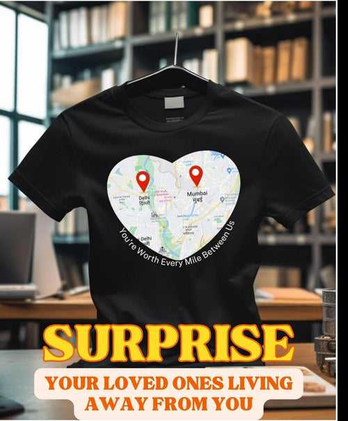 Long Distance T-shirt Gift (Custom Your City) Map Your Love Journey