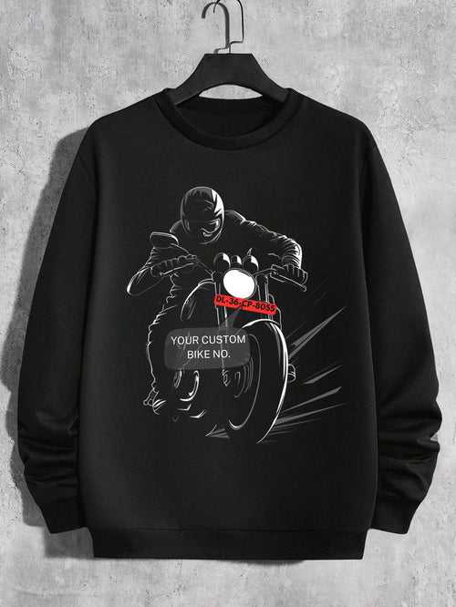 Rider's Pride: High-Quality Biker Unisex Sweatshirts with Custom Number Plate