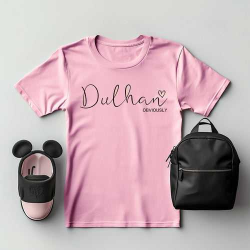 Trendy Marriage-Themed Printed T-Shirts for Women - (Pink)