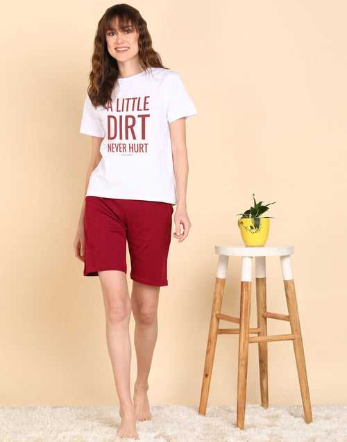 Women Printed Half Sleeve T.Shirt & Shorts Co-Ord Set