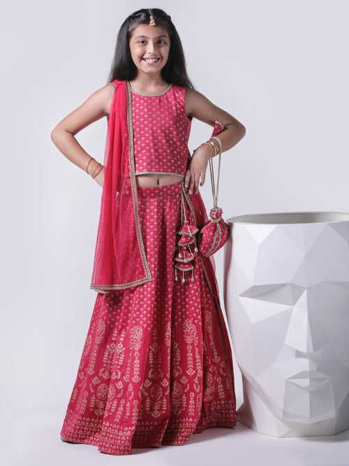 Pink Foil Lehenga Set