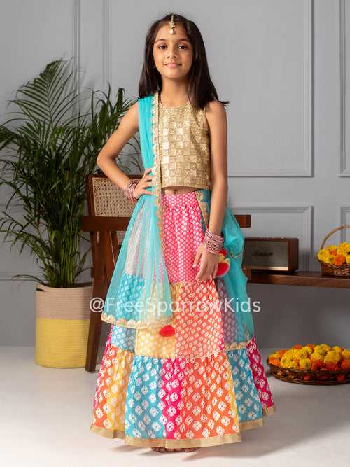 Tiered Bandhani Lehenga Set