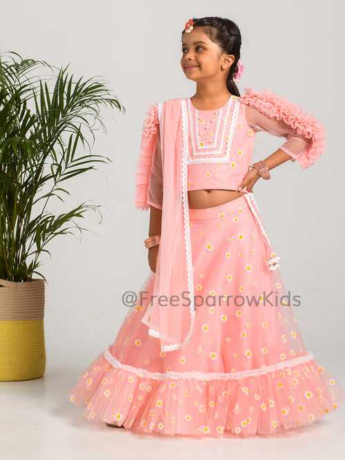 Pink Daisy Lehenga Set