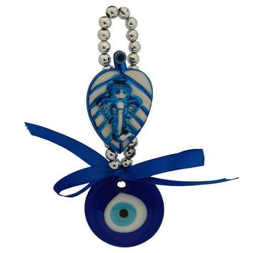 Evil Eye Turkish Hanging Interior Accessories Home Kitchen Wall Decor Front Entrance Door Nazar Battu Good Luck Decorative Vastu Suraksha Drishti Bommai Showpiece Items Ganesha on Leaf