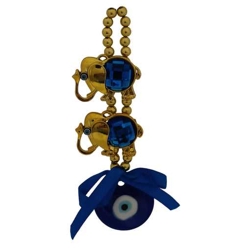 Evil Eye Turkish Hanging Interior Accessories Home Kitchen Wall Decor Front Entrance Door Nazar Battu Good Luck Decorative Vastu Suraksha Drishti Bommai Showpiece Items 2 Elephant Golden