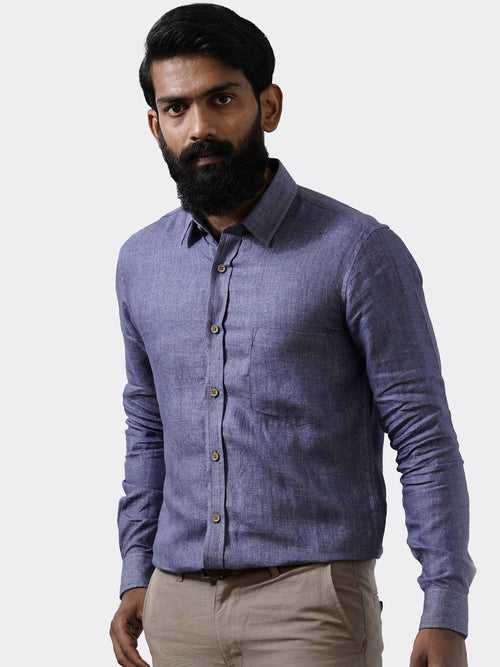 Anniston - Pure Linen Full Sleeve Shirt - Blue | Rescue