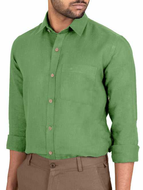 Harvey - Pure Linen Full Sleeve Shirt - Fern Green | Rescue