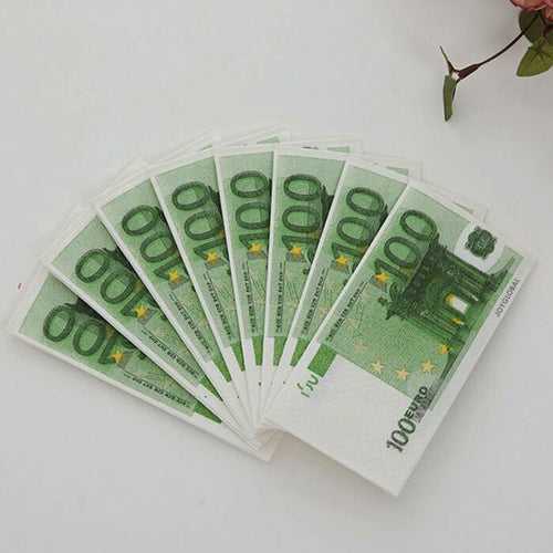 100 Euro Bill Pattern Napkin Paper
