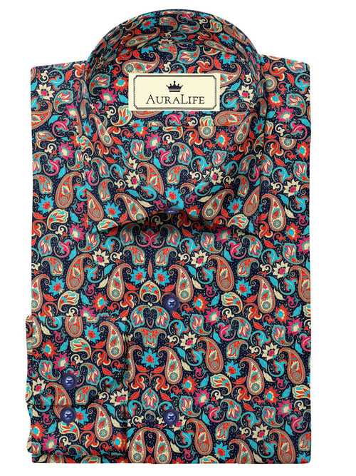 Custom Tailored Designer Shirt Made to Order from Cotton Blend Printed- CUS - 1230