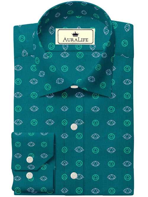 Customized Designer Shirt Made to Order from Premium Cotton Green Printed - CUS - 1206