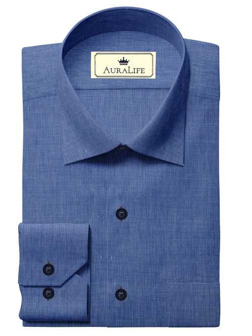 Custom Made Shirt Premium Cotton Blue Fil-A-Fil Weave - CUS - 10099