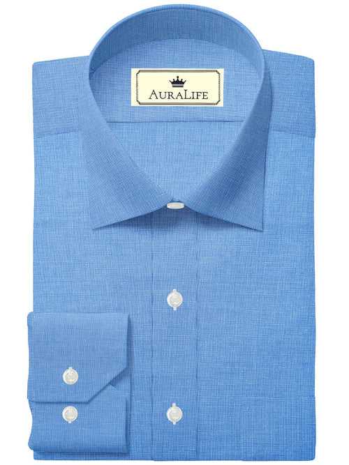 Custom Tailored Designer Shirt Made to Order from Cotton Blend Blue - CUS - 10191