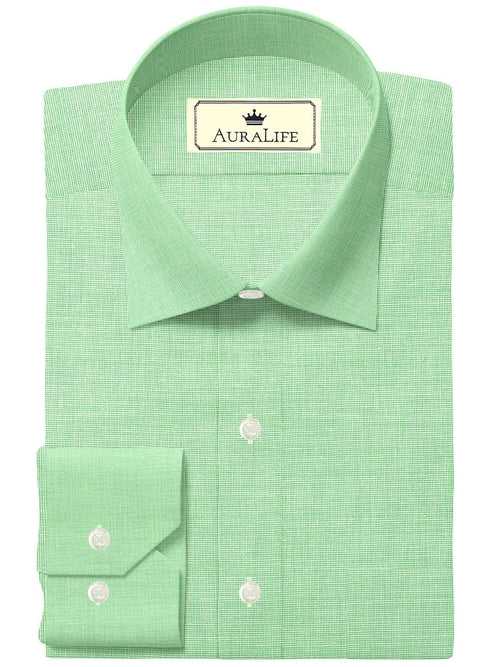 Custom Tailored Designer Shirt Made to Order from Cotton Blend Light Green - CUS - 10192