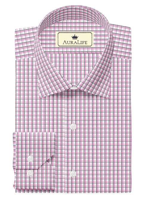 Men's Premium Cotton Check Shirt - White Checks (1263)