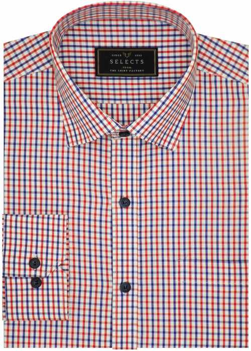 Selects Premium Cotton Check Shirt - Red and Blue Checks (1019)
