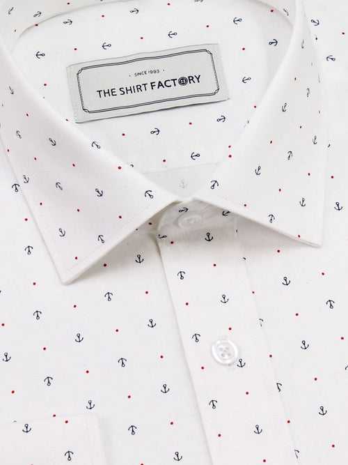 Men's 100% Cotton Printed Shirt - White (0828)