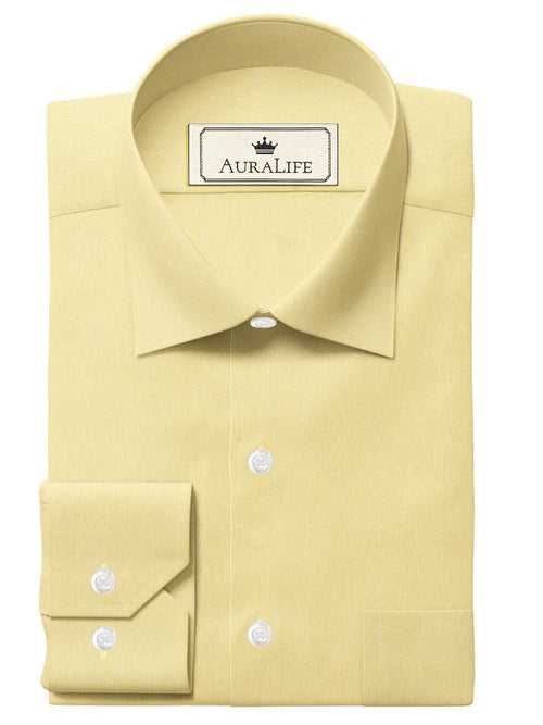 Custom Shirt Made to Order from Oxford cotton Fabric Light Yellow - CUS-1425