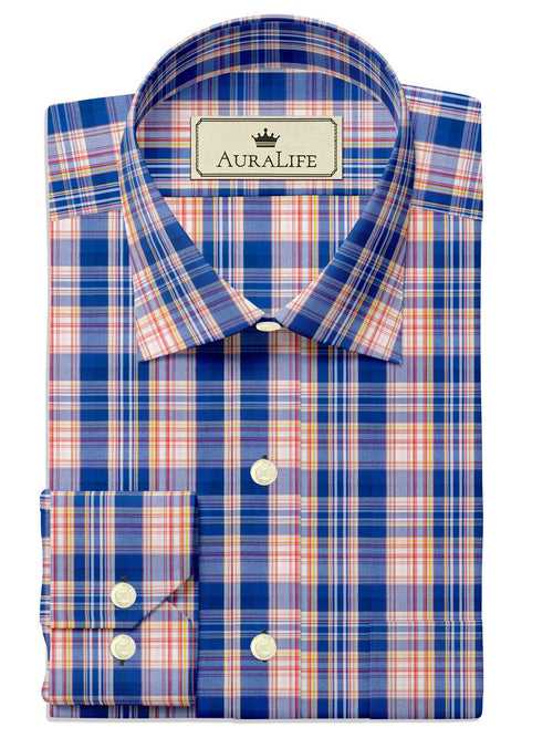 Men's Premium Cotton Blue Madras checks shirt  (1396)