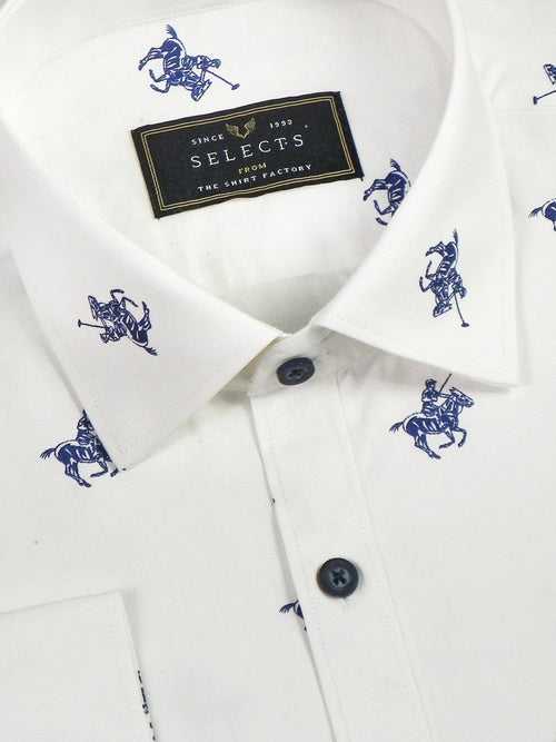 Selects Premium Cotton Printed Shirt - White (0613)
