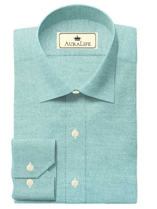 Men's Cotton Oxford Plain Green Shirt - (1294)