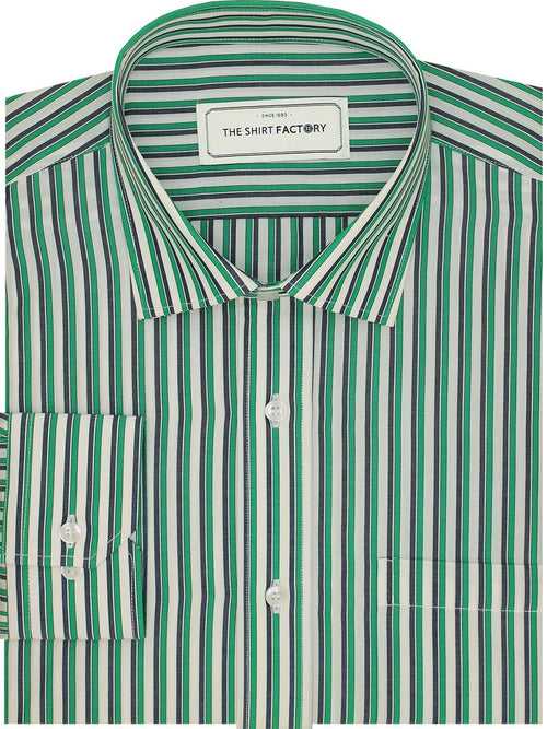 Men's Premium Cotton Striped Shirt - Green (1290)