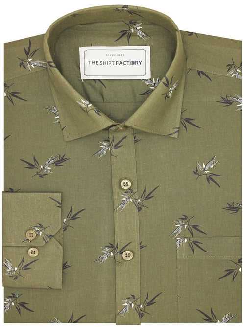 Men's Cotton Printed Shirt Green (0982)