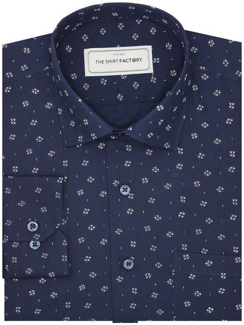 Men's Premium Cotton Printed Shirt - Navy Blue (1149)