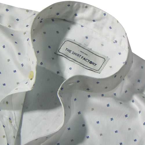 Men's 100% Cotton Printed Shirt with Mandarin Chinese Collar - White (0830-MAN)